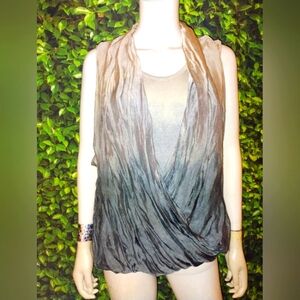 Gray To Blue Silk Ombre 2 Layer Top Sz L By H-Trend.